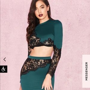 House of CB two piece emerald green set